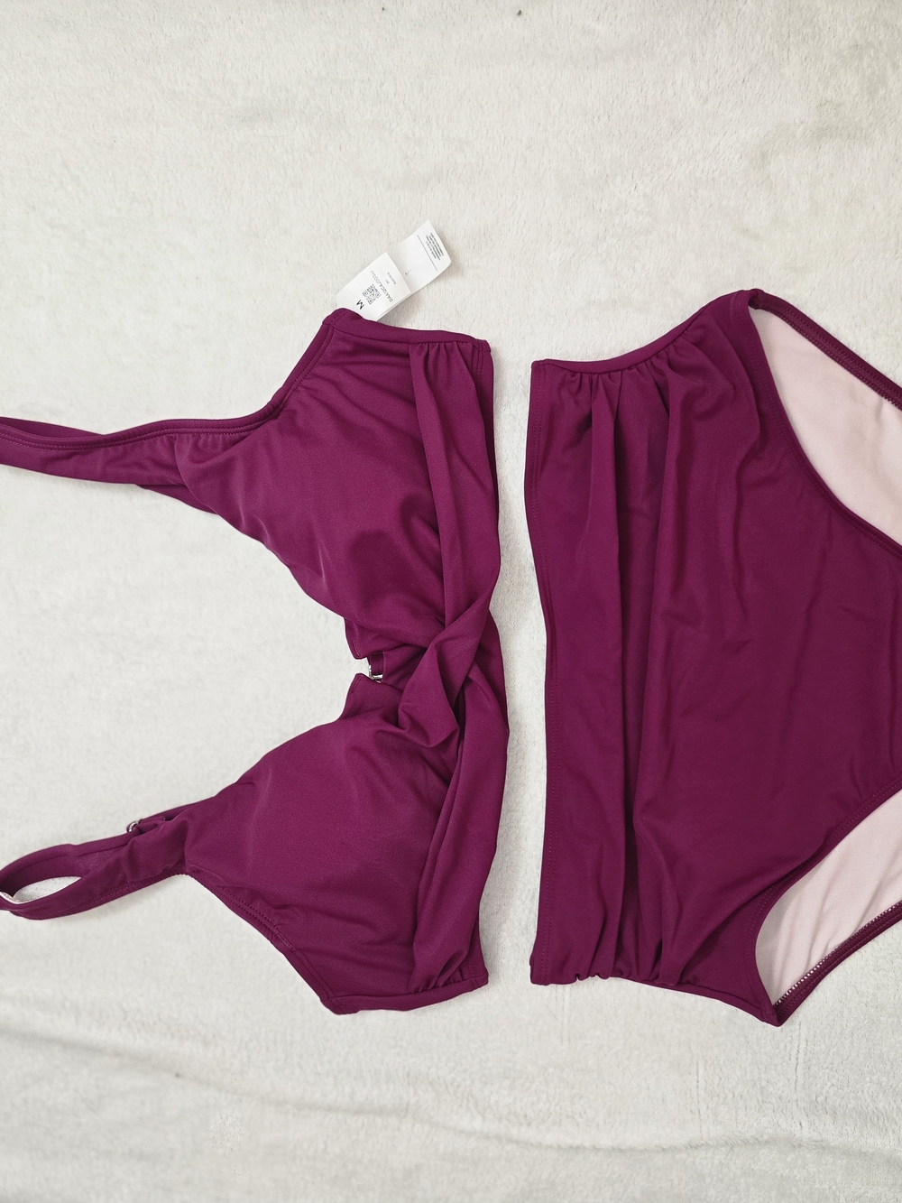 Plunge Twist One-Piece Swimsuit in Berry